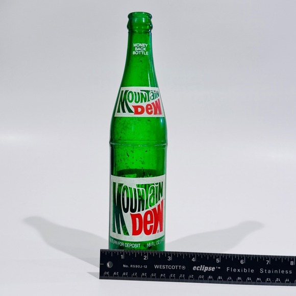 Vintage Mountain Dew Bottle‎ 1Pt 16oz Single Dot Money Back Bottle - Picture 9 of 9